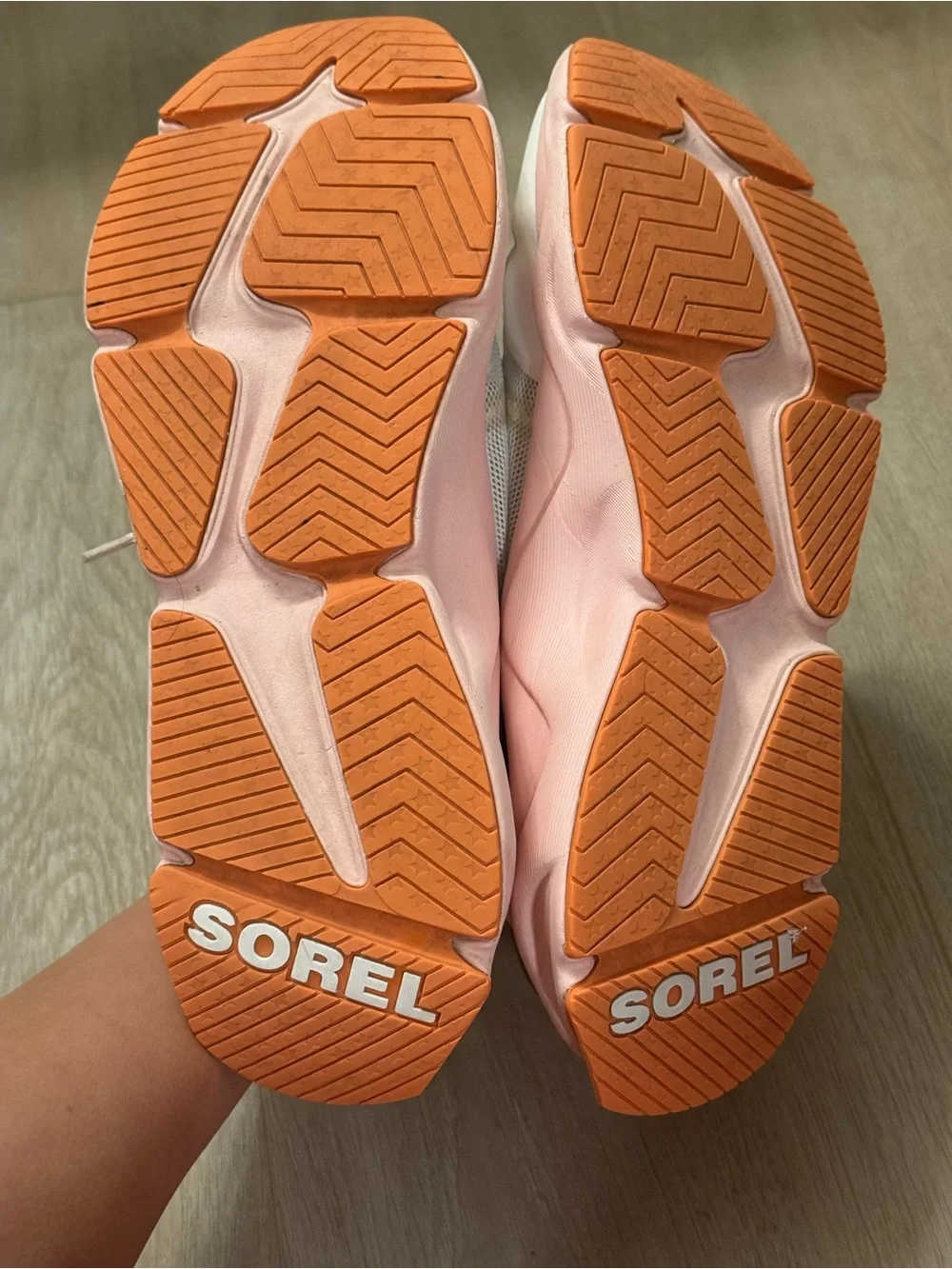 Sorel Women’s Cream/Pink Sneakers with Orange Outsoles